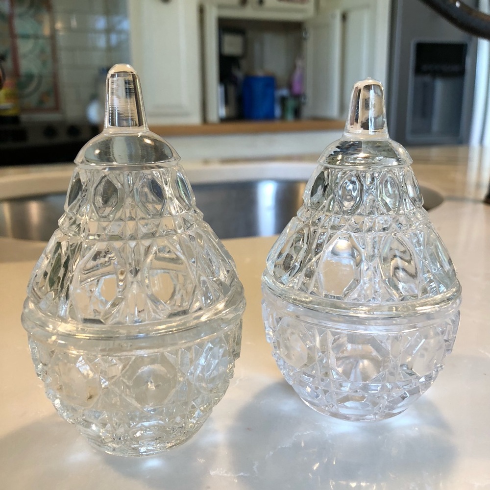 Vintage Crystal Pear Trinket Box w/ Lid - Anna Hutte